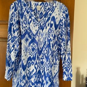 Chico’s Ikat Linen Split Neck Tunic